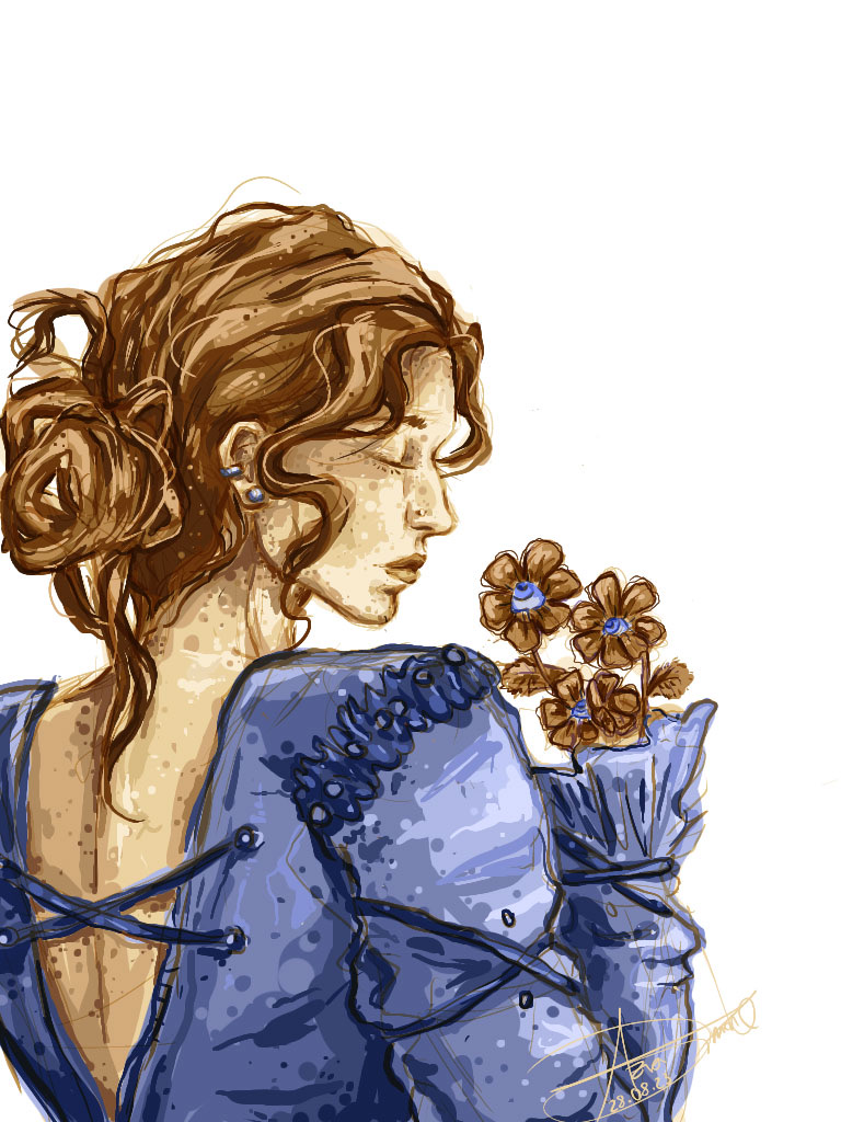 Digitale Illustration in Blau