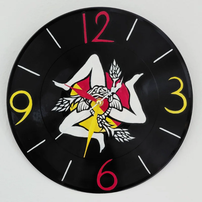 Schallplatten-Uhr mit Sizilien-Motiv
